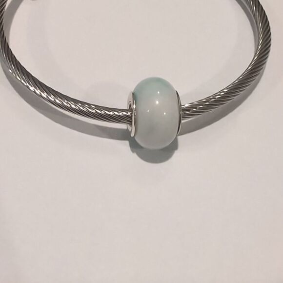 Silver Blue and White Charm for Pandora‎ Style Bracelet - Picture 3 of 6